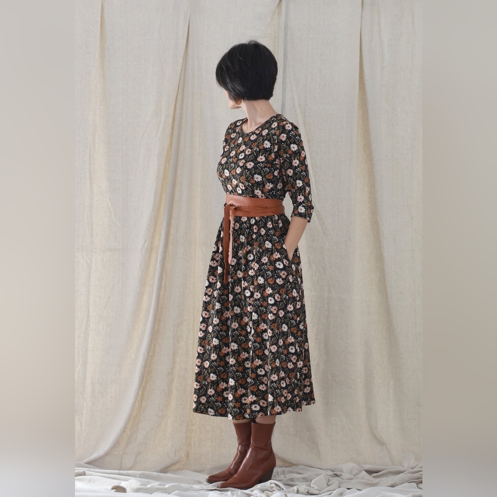 The Dress Lady Cotton Floral Black Dress